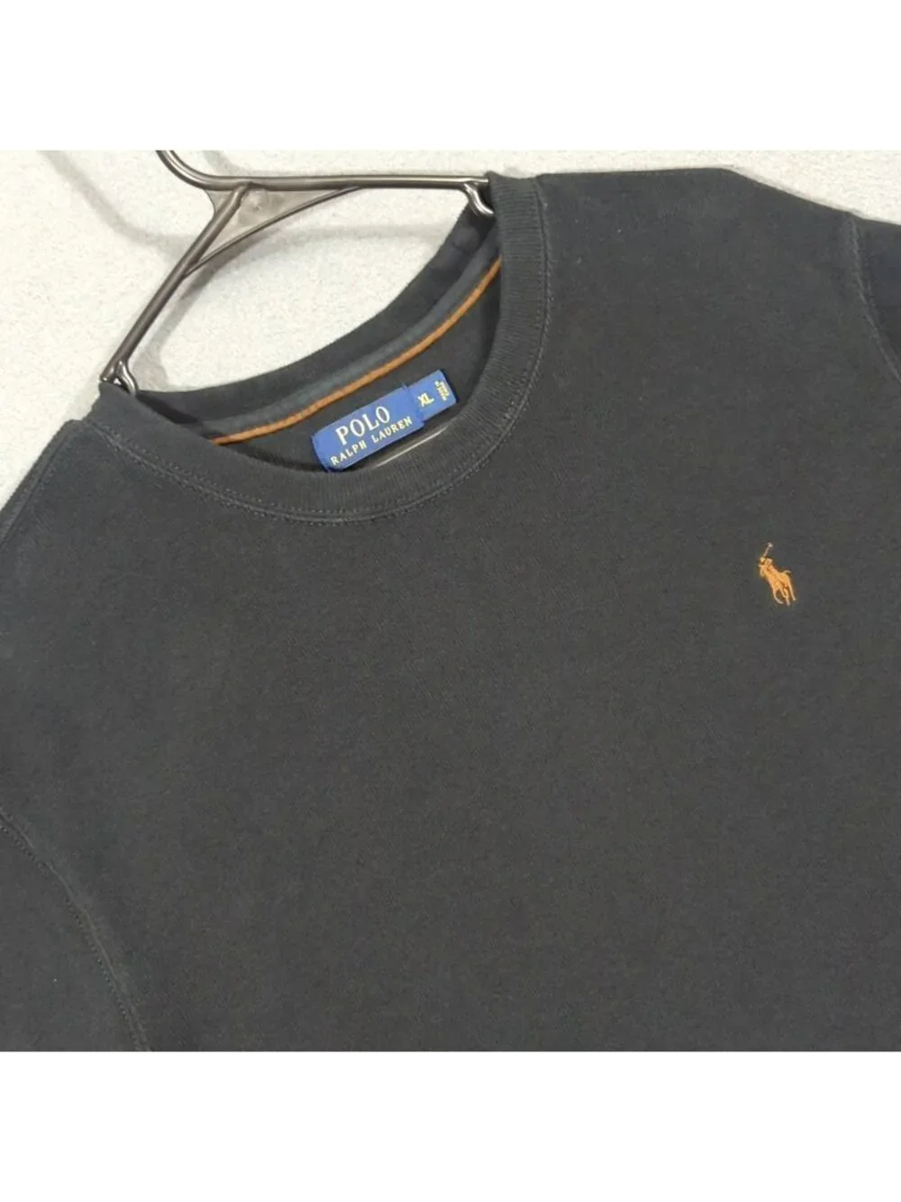 Polo Ralph Lauren Crew Neck Sweatshirt Men's XL Black Heavyweight Cotton Preppy